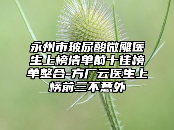 永州市玻尿酸微雕医生上榜清单前十佳榜单整合-方厂云医生上榜前三不意外