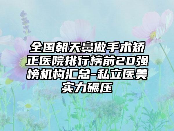 全国朝天鼻做手术矫正医院排行榜前20强榜机构汇总-私立医美实力碾压