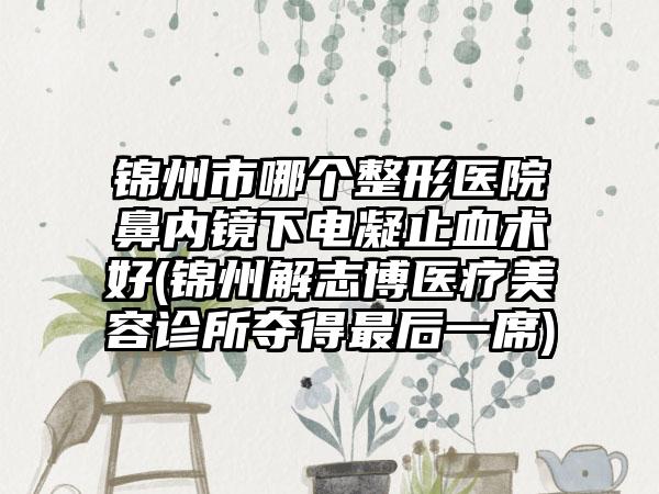 锦州市哪个整形医院鼻内镜下电凝止血术好(锦州解志博医疗美容诊所夺得最后一席)