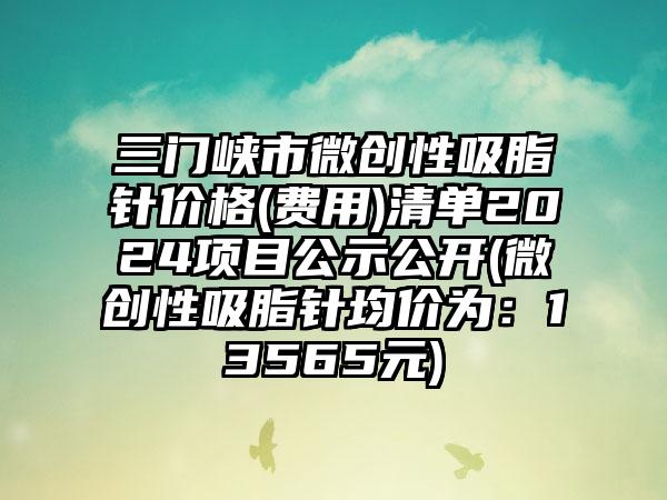 三门峡市微创性吸脂针价格(费用)清单2024项目公示公开(微创性吸脂针均价为：13565元)