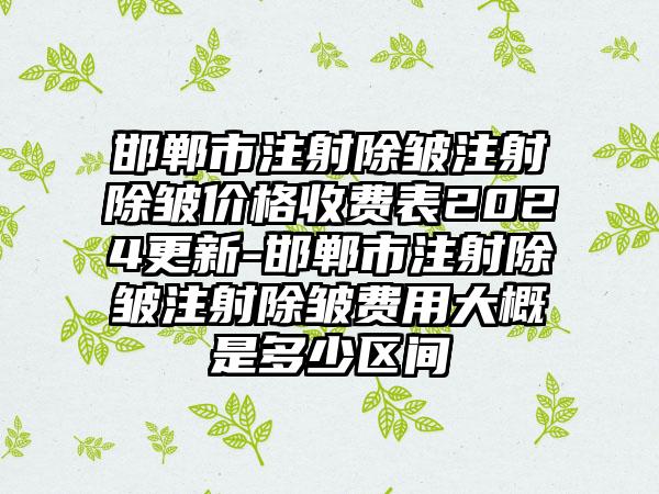 邯郸市注射除皱注射除皱价格收费表2024更新-邯郸市注射除皱注射除皱费用大概是多少区间