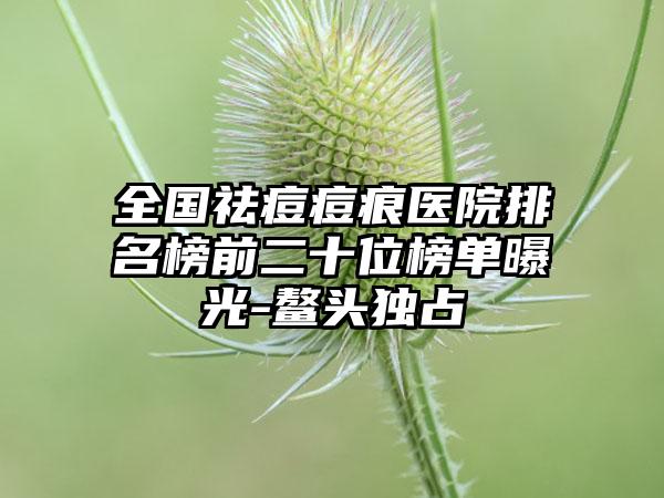 全国祛痘痘痕医院排名榜前二十位榜单曝光-鳌头独占