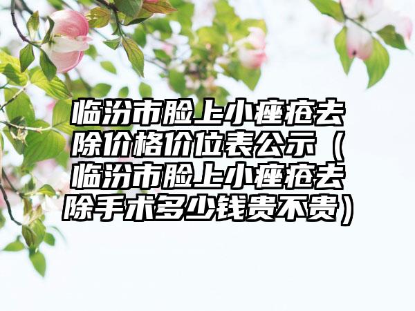 临汾市脸上小痤疮去除价格价位表公示（临汾市脸上小痤疮去除手术多少钱贵不贵）