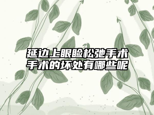 延边上眼睑松弛手术手术的坏处有哪些呢