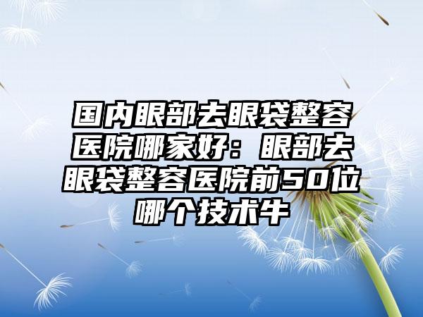 国内眼部去眼袋整容医院哪家好：眼部去眼袋整容医院前50位哪个技术牛