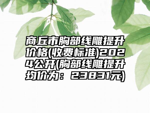 商丘市胸部线雕提升价格(收费标准)2024公开(胸部线雕提升均价为：23831元)