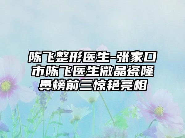 陈飞整形医生-张家口市陈飞医生微晶瓷隆鼻榜前三惊艳亮相