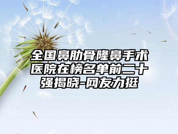 全国鼻肋骨隆鼻手术医院在榜名单前二十强揭晓-网友力挺