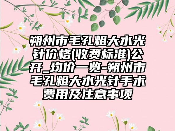 朔州市毛孔粗大水光针价格(收费标准)公开_均价一览-朔州市毛孔粗大水光针手术费用及注意事项