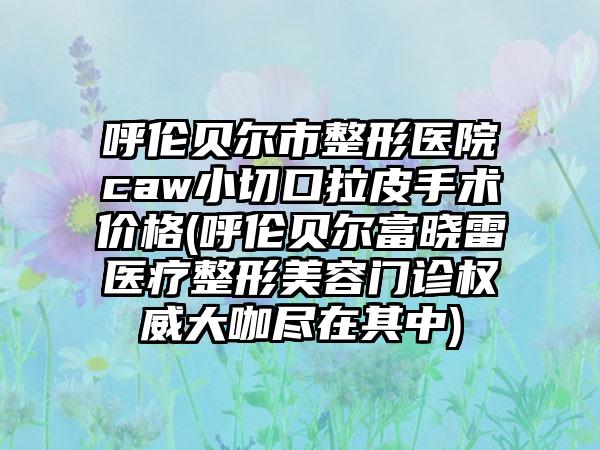 呼伦贝尔市整形医院caw小切口拉皮手术价格(呼伦贝尔富晓雷医疗整形美容门诊权威大咖尽在其中)