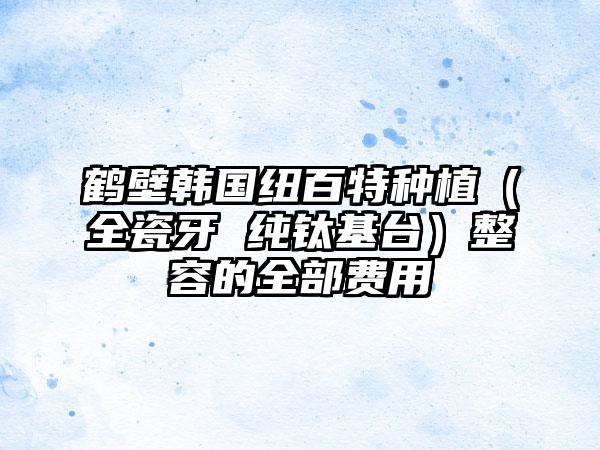 鹤壁韩国纽百特种植（全瓷牙 纯钛基台）整容的全部费用