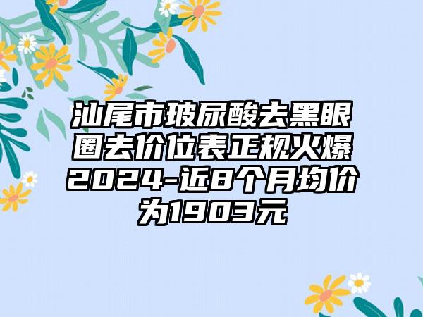 汕尾市玻尿酸去黑眼圈去价位表正规火爆2024-近8个月均价为1903元