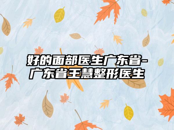 好的面部医生广东省-广东省王慧整形医生