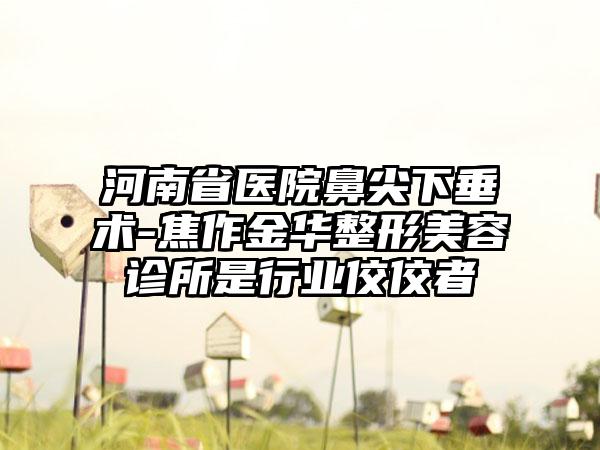 河南省医院鼻尖下垂术-焦作金华整形美容诊所是行业佼佼者