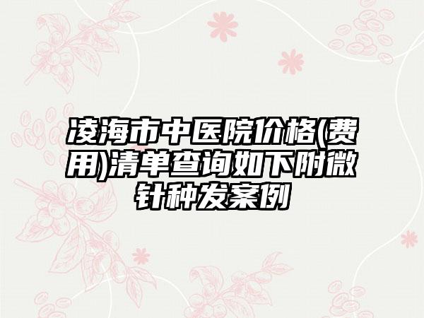 凌海市中医院价格(费用)清单查询如下附微针种发案例