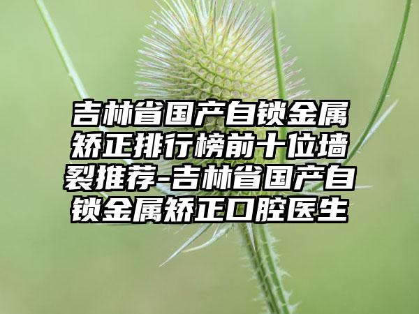 吉林省国产自锁金属矫正排行榜前十位墙裂推荐-吉林省国产自锁金属矫正口腔医生