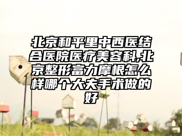 北京和平里中西医结合医院医疗美容科,北京整形富力摩根怎么样哪个大夫手术做的好